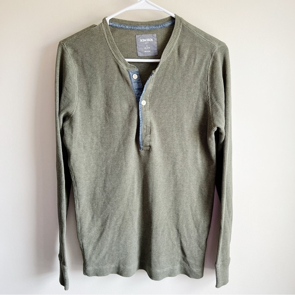 Bonobos Other - Bonobos Green Waffle Knit Long Sleeve Henley Top